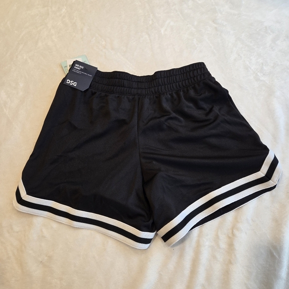 DSG Girls' Mesh Mid-Rise Shorts with White Stripes - Black Medium Sports New - Picture 7 of 10